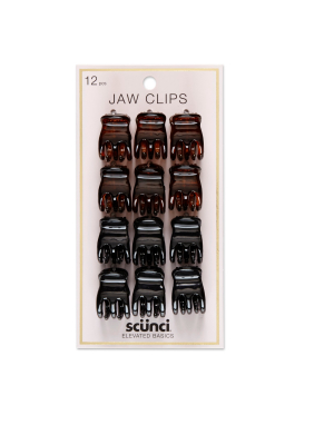 Conair Scunci 2cm Small 3-prong Jaw Clips - 12pk