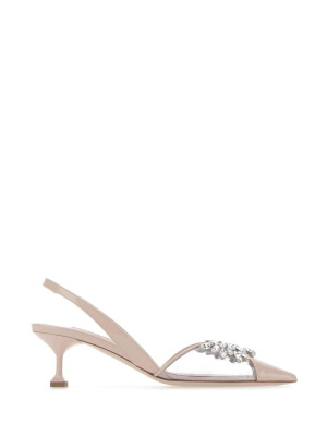 Miu Miu Crystal Embellished Slingback Pumps