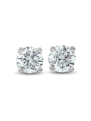 Pompeii3 5/8ct Round Diamond Excellent Studs Screw Backs 14k White Gold Lab Created