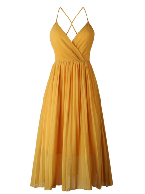'sienna' V-neck Open Back Pleated Maxi Dress (2 Colors)
