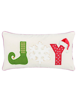 Joy Word 14"x26" Multi Color Cotton Pillow Cover