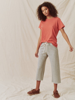 The Wide Leg Cropped Sweatpant. -- Light Heather Grey