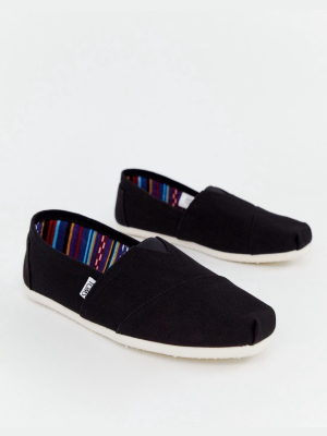 Toms Classic Espadrilles In Black Canvas