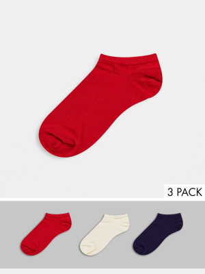 Asos Design Sneakers Socks In Royal Colors 3 Pack