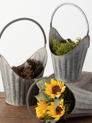 Sullivans Set Of 3 Baskets 12"h, 11"h & 10"h Silver