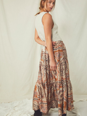 Printed Moonbeam Maxi Skirt