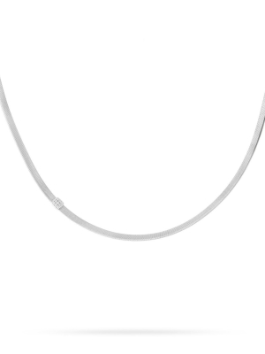 Marco Bicego® Masai Collection 18k White Gold And Diamond Single Station Necklace