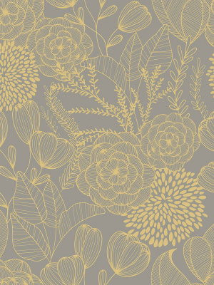 Alannah Botanical Wallpaper In Taupe From The Bluebell Collection By Brewster Home Fashions