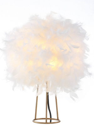 16" Metal Stork Feather Table Lamp (includes Led Light Bulb) White - Jonathan Y