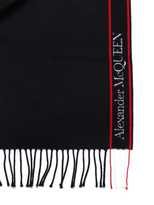 Alexander Mcqueen Logo Fringe Scarf