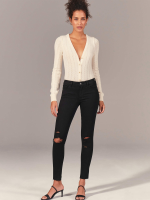 Ripped Mid Rise Super Skinny Jeans