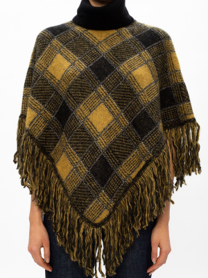 Red Valentino Plaid Jacquard Poncho