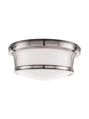 Newport 2 Light Flush Mount Satin Nickel