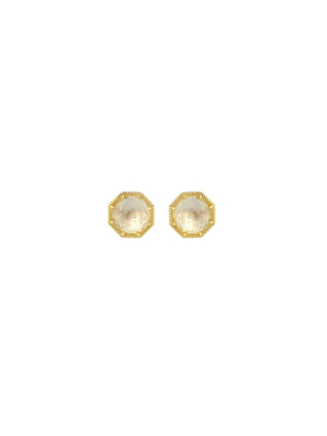 Maman Crown Bezel Moonstone Earrings