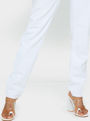 White Toe Knot Clear Strap Block Heel Mules