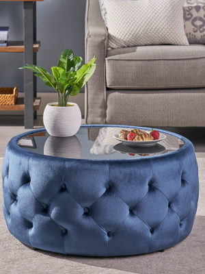 Chana Glam Coffee Table Ottoman Blue - Christopher Knight Home