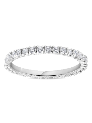 Pompeii3 5/8 Cttw Diamond Eternity Ring Womens Stackable Round 14k White Gold Band