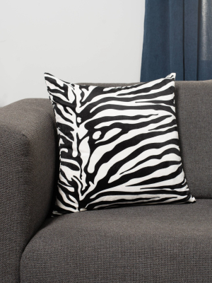 2pk 20"x20" Printed Velvet Zebra Decorative Throw Pillow Black/white - Surefit