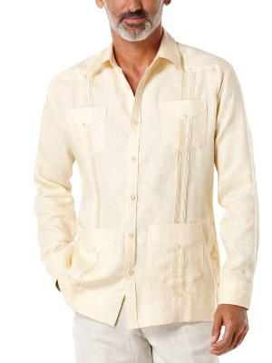 Big & Tall 100% Linen Classic Guayabera Shirt - Long Sleeve