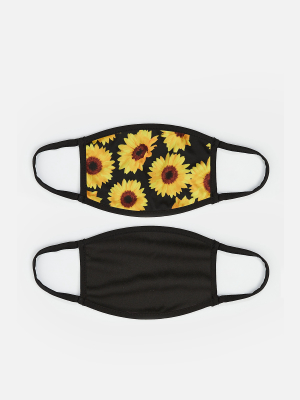 **2 Pack Sunflower Fashion Face Mask By Skinnydip