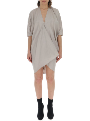 Rick Owens Asymmetric V-neck Mini Dress