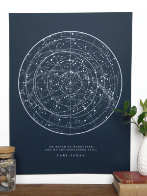 Carl Sagan Star Chart Print - 11 X 14