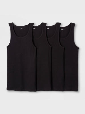 Men's 4pk Ribbed Tank Top - Goodfellow & Co™ Black