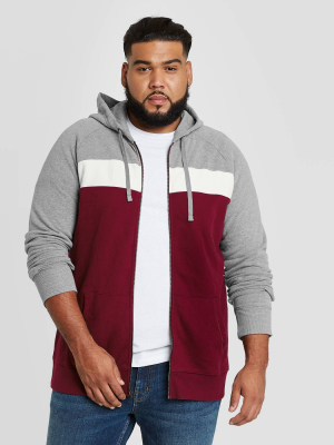 Men's Big & Tall Regular Fit Full Zip Fleece Hoodie Sweatshirt - Goodfellow & Co™ Red