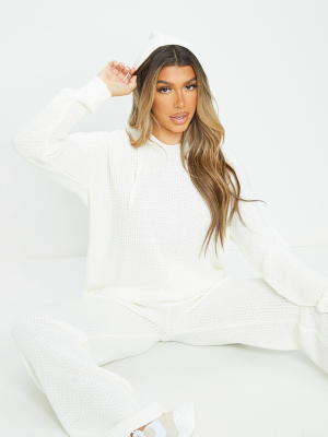 White Oversized Hoodie Knitted Lounge Set