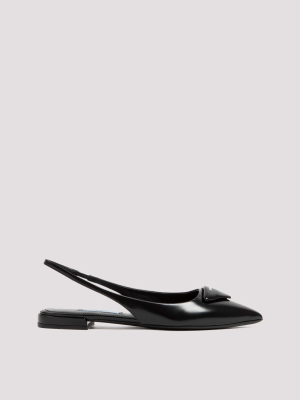 Prada Logo-appliqué Slingback Ballerina Flats