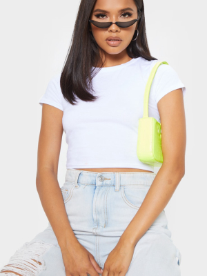 White Cotton Short Sleeve Crop Top