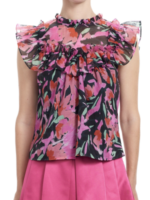 Cassandra Ruffle Yoke Top Floral