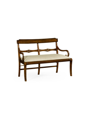 Regency Walnut Bench With Scrolling Arms