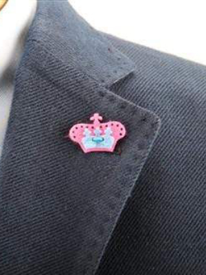 Crown Lapel Pin - Poona Pink With Bishop Blue