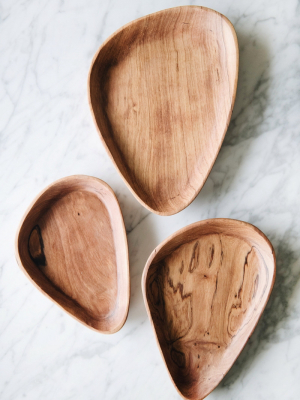 Connected Goods Wild Olive Wood Petal Serving Plate Set