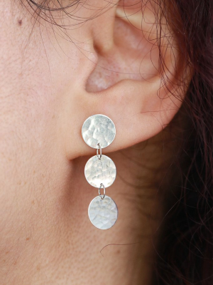 Textured Disc Drop Earrings