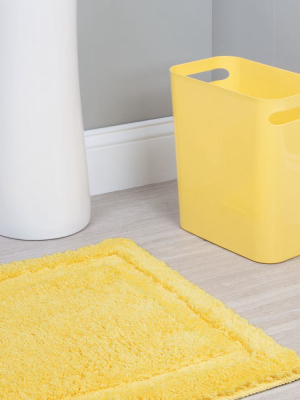 Mdesign Microfiber Bathroom Accent Rug, Wastebasket Trash Can - Set Of 2, Yellow