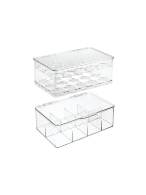 Mdesign Plastic Stackable Kitchen Box For Coffee Pods, Tea Bags, Set Of 2, Clear