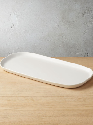 Crisp Matte White Rectangular Serving Platter