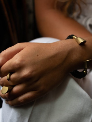 Pied De Biche Cuff With Leather Lashing