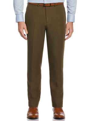 Slim Fit Stretch Solid Linen Twill Suit Pant