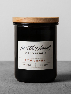 8oz Lidded Jar Container Candle Cedar Magnolia - Hearth & Hand™ With Magnolia