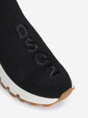 Dsquared2 High Top Logo Embroidered Slip-on Sneakers