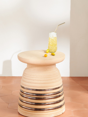 Metallic Striped Ceramic Stool