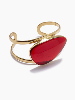 Naeva Quartz Cuff Bracelet - Gold & Red