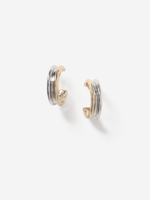 **mixed Metal Wide Hoop Earrings