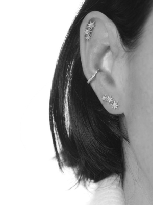 14k Triple Shooting Star Earrings