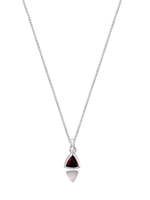 Garnet January Birthstone Necklace - Silver