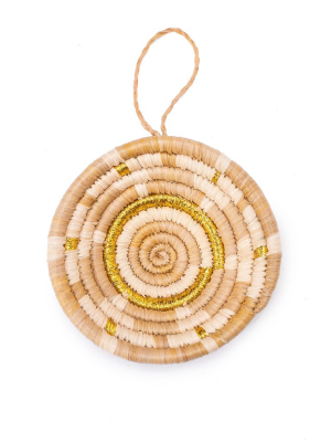 Handwoven Baskets By Blu Tan + Gold Metallic Basket Ornament