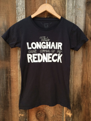 Long Hair Redneck Womens Tee Blk/wht